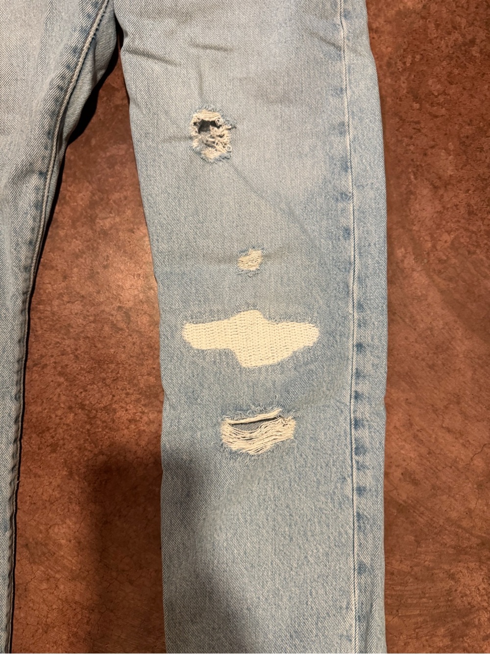 Women's Light Blue Distressed Jeans - Picture 2 of 6